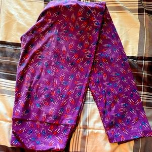 LuLaRoe One Size purple airplane leggings